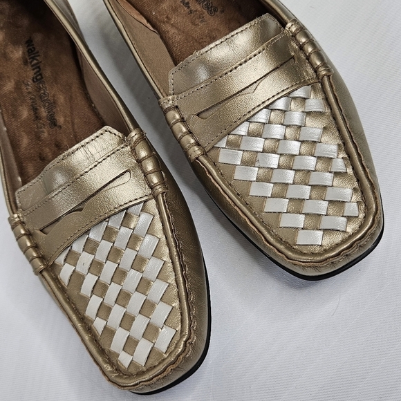 Walking Cradles gold and silver loafer with woven front 8.5 N - Picture 9 of 13